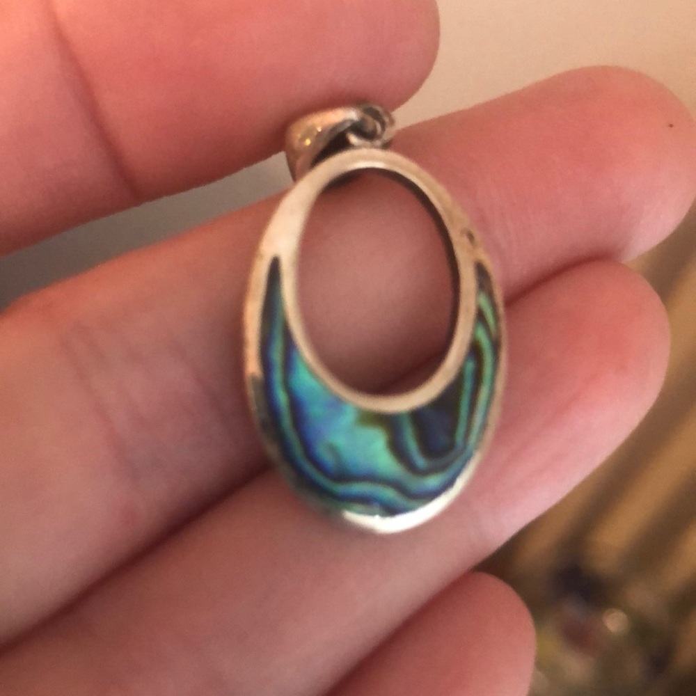 Elegant Sterling Silver and Blue and Green MOP Pendant